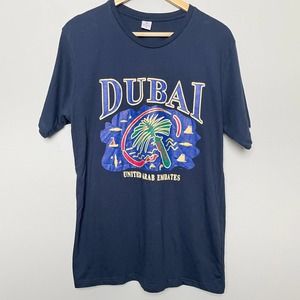 Dubai United Arab Emirates Graphic Puff Print Short Sleeve Crew Neck Tee Blue XL